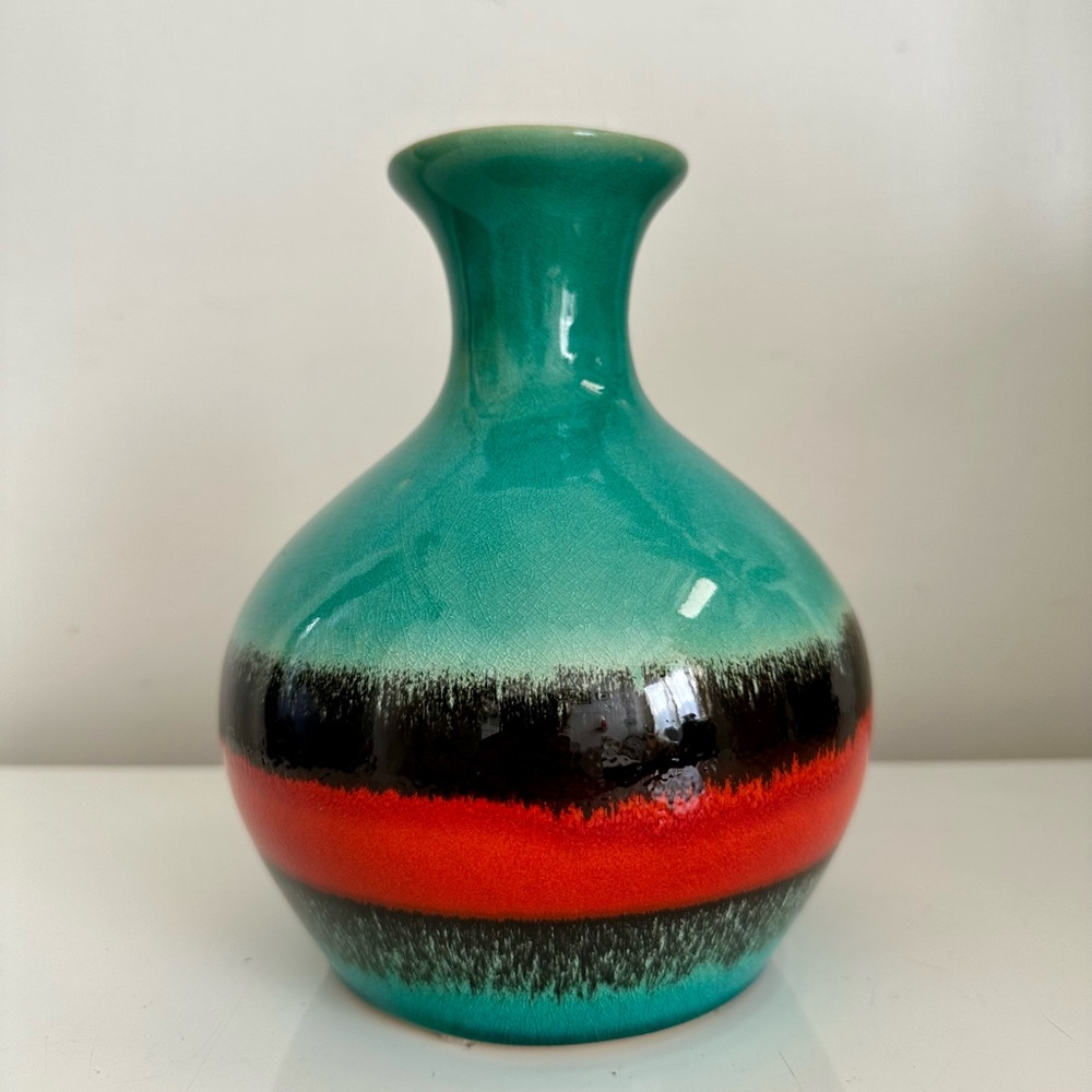 Vintage 1970s Mid Century West German Pottery Scheurich Fat Lava Vase